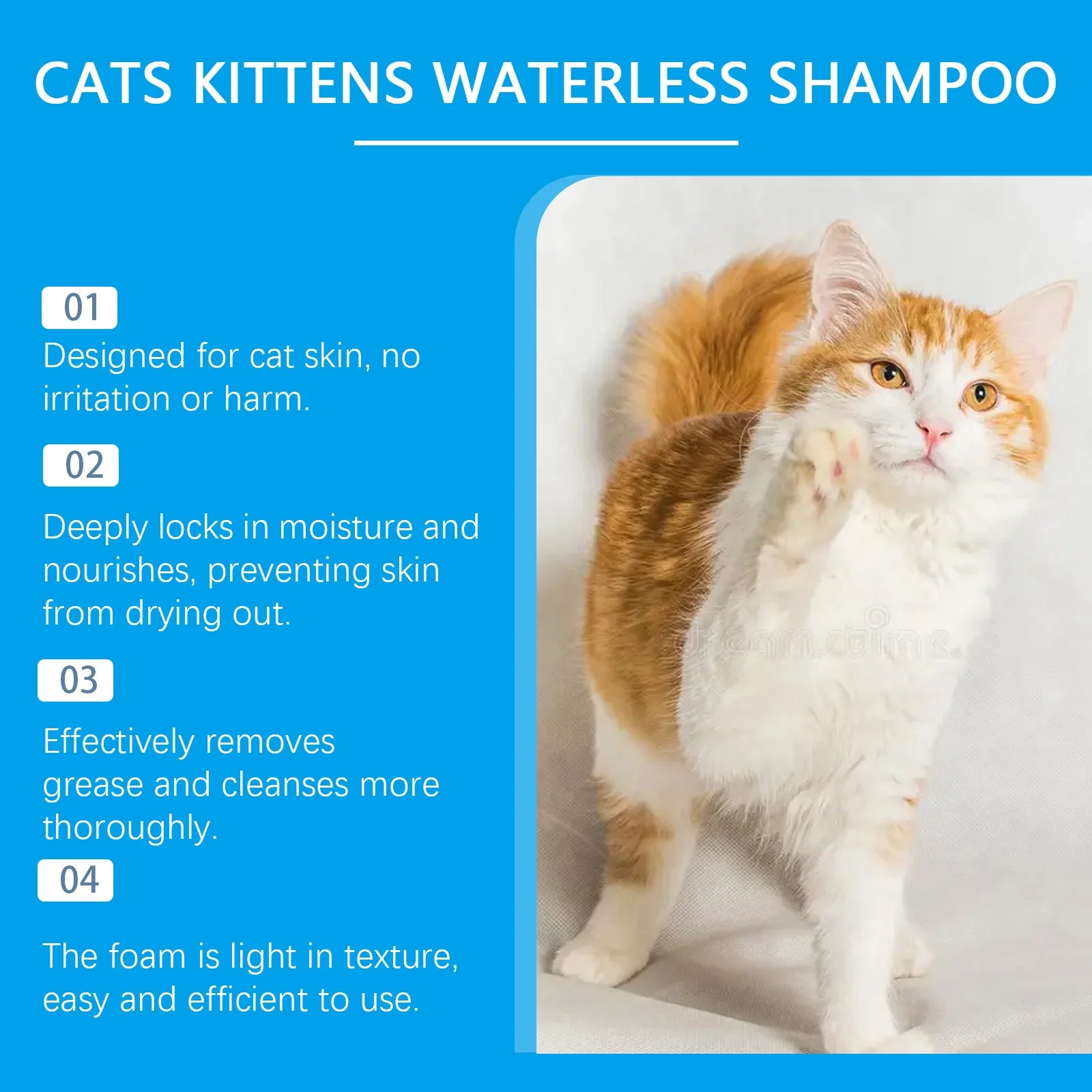 Yegbong 60ml Cat Cleaning Mousse Remove Dirt Oil Moisturizing Nourishing Fur Pet Kitten Shampoo Smooth Cat Freshing Bath Cleaner