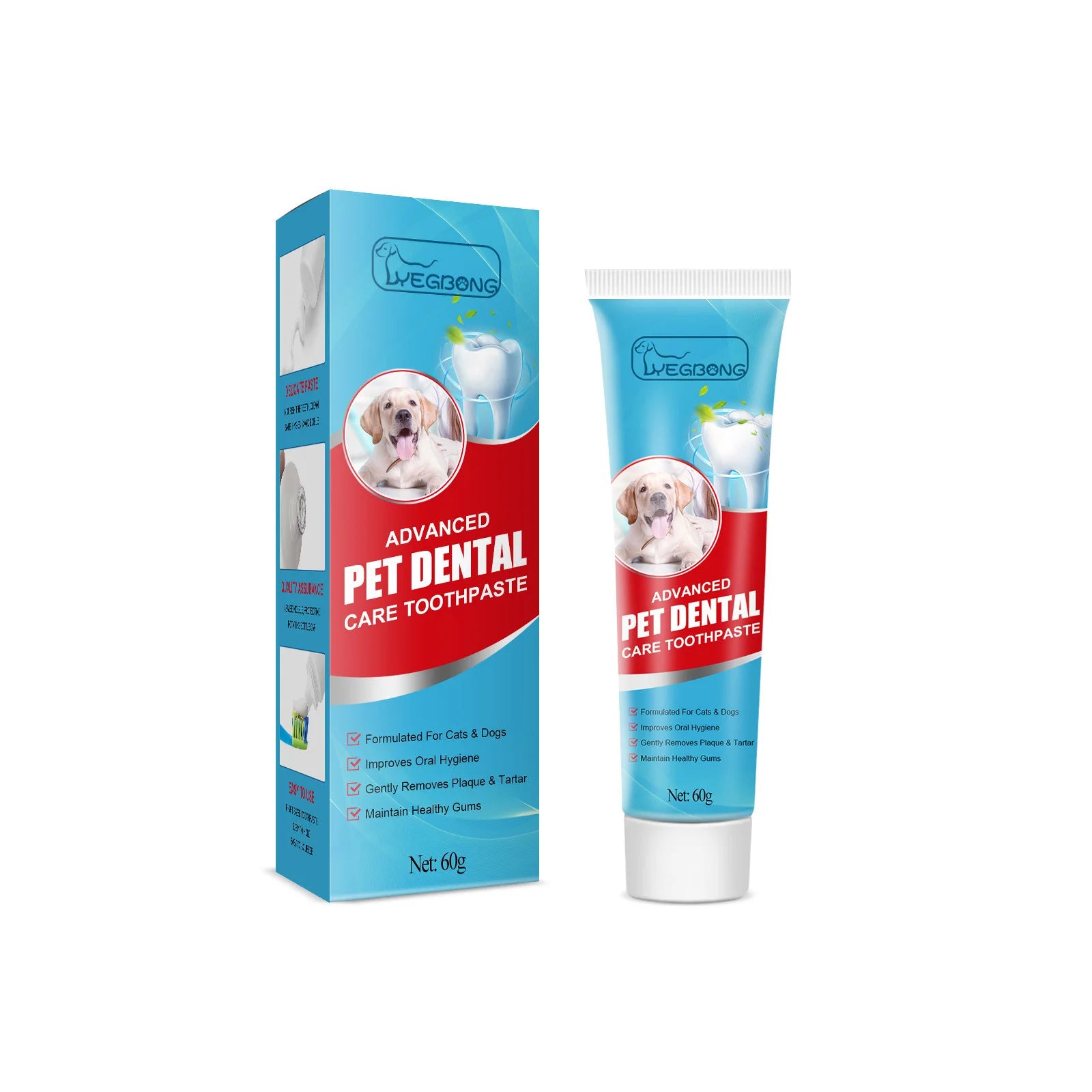 Yegbong 60g Pet Toothpaste Puppy Fresh Mouth Deodorant Tartar Clean Tooth Whitening Fresh Breath Oral Cleanse Dog Cat Toothpaste