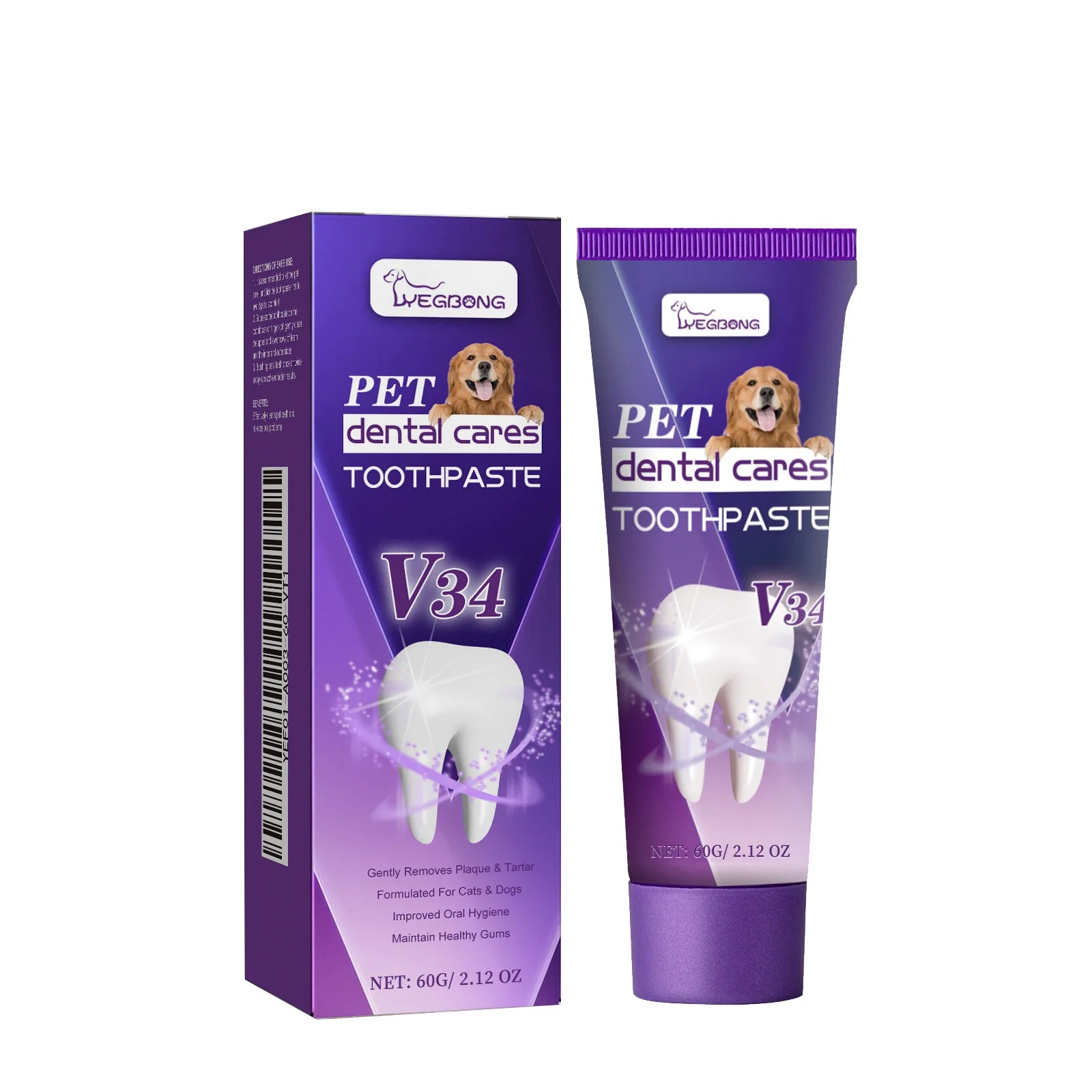 Yegbong 60g Pet Mouth Deodorant Toothpaste V34 Cleaning Dental Stains Calculus Tartar Fight Gum Disease Gingival Care Toothpaste