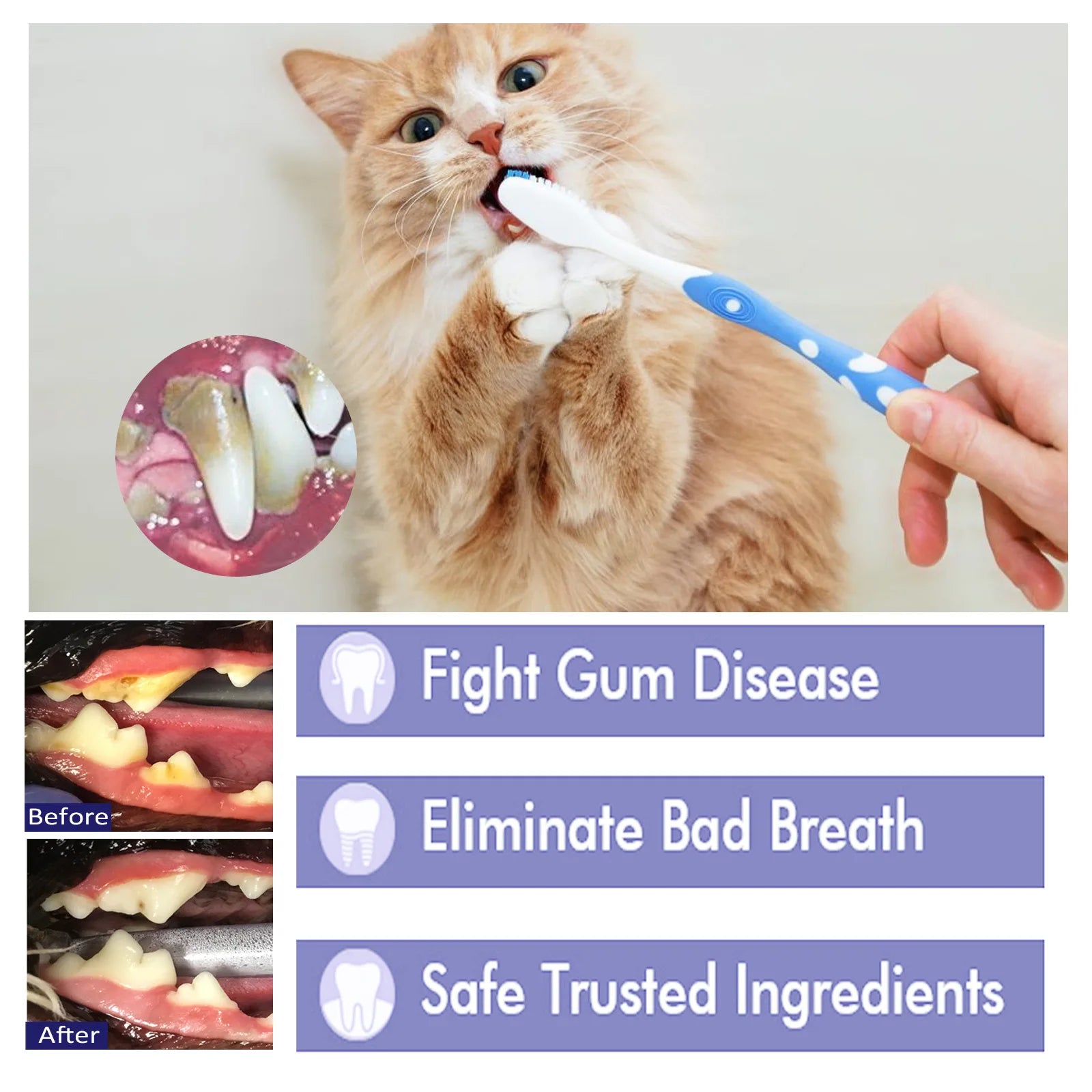 Yegbong 60g Pet Mouth Deodorant Toothpaste V34 Cleaning Dental Stains Calculus Tartar Fight Gum Disease Gingival Care Toothpaste