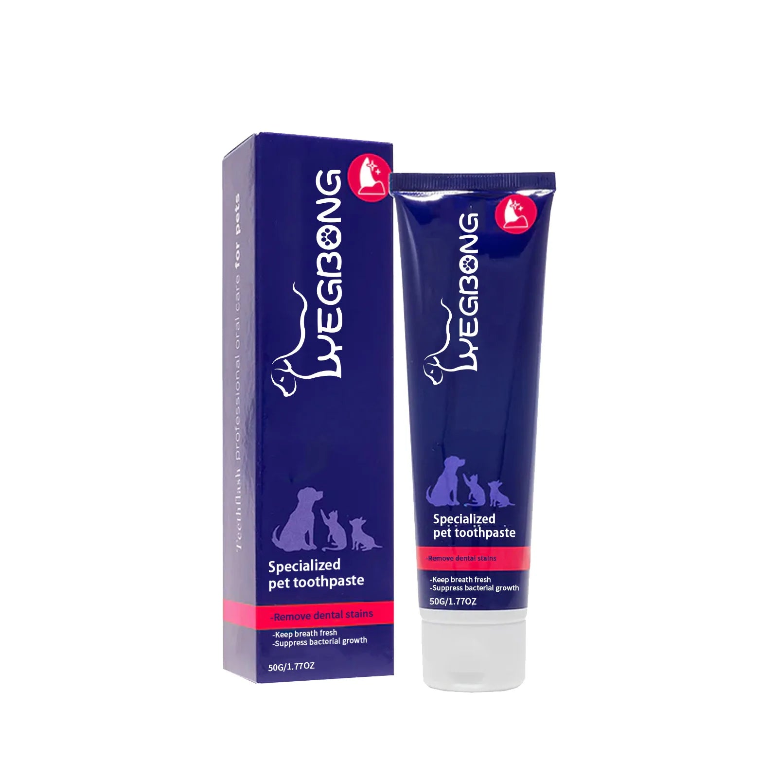 Yegbong 50g Pet Oral Cleaning Cream Whiten Teeth Toothpaste Eliminate Bad Breath Cats Dogs Clean Tartar Teeth Stains Toothpaste