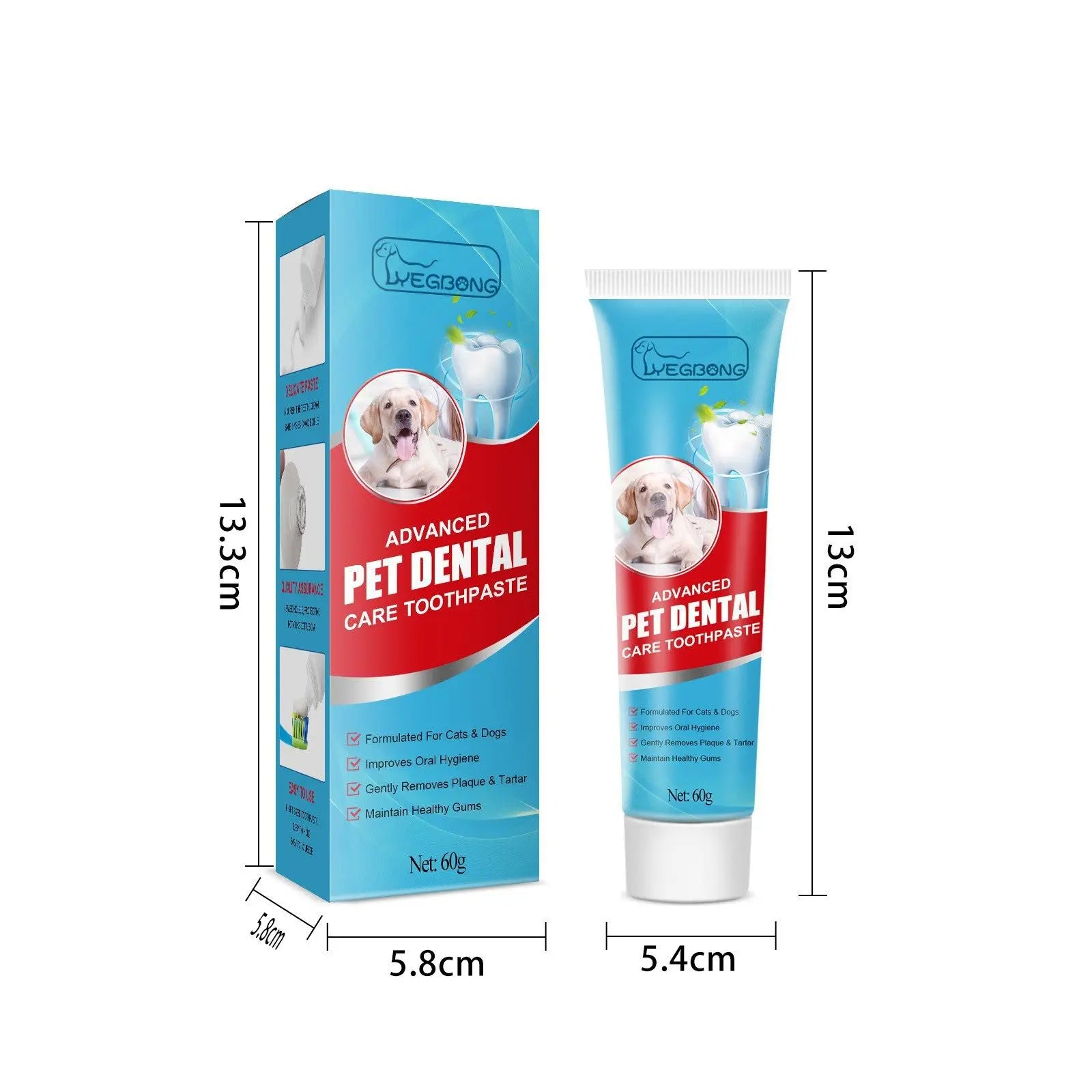 Yegbong 60g Pet Toothpaste Puppy Fresh Mouth Deodorant Tartar Clean Tooth Whitening Fresh Breath Oral Cleanse Dog Cat Toothpaste