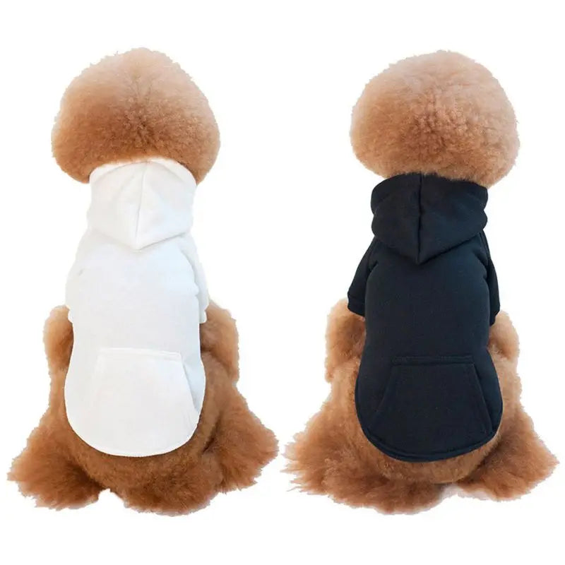 Pet Dog Cat Fleece Hoodie Warm Dog Clothes For Small Dogs Clothing Puppy Outfit Hoodies Soft Puppy Costume Black White Blue