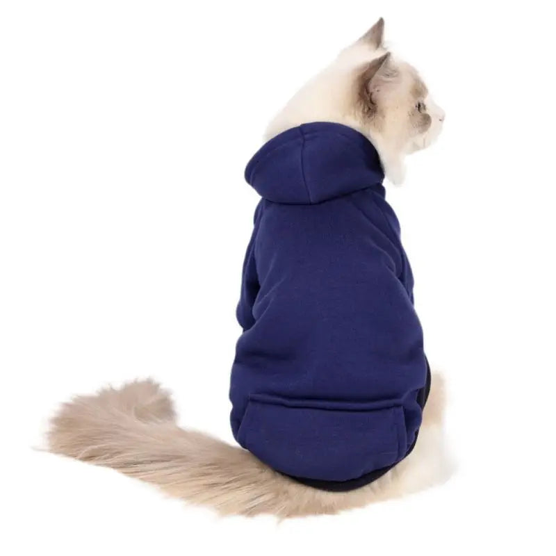 Pet Dog Cat Fleece Hoodie Warm Dog Clothes For Small Dogs Clothing Puppy Outfit Hoodies Soft Puppy Costume Black White Blue