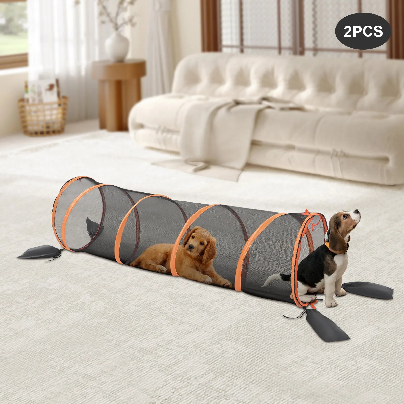 2pcs Foldable Cat Play Tunnel Cat Play House Pet Mesh Channel For Cats Small Dogs Hole Drilling Game