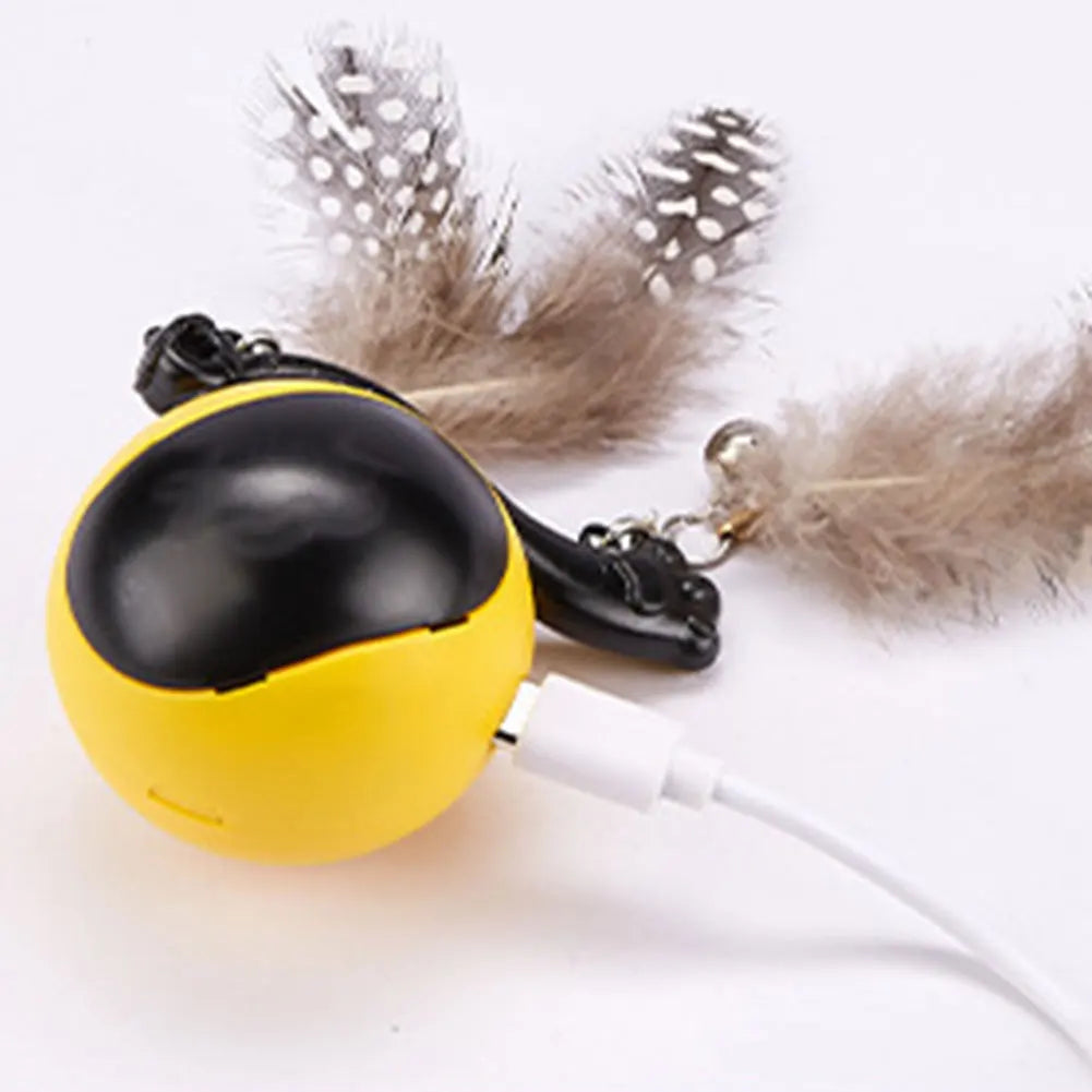 Cat Interactive Ball with Feather Tails And Sound Automatic Rolling Ball Interactive Cat Toy Ball for Cats and Kittens