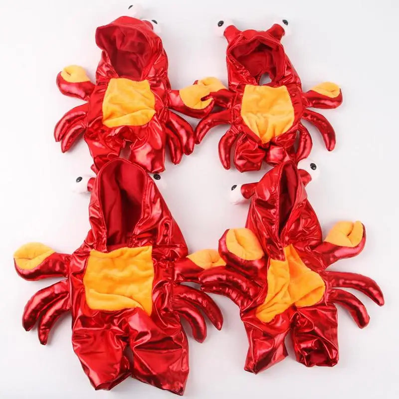 Crab Costume For Dog Dog Cat Halloween Crab Costume Pet Clothes Warm Outfits Clothes Puppy Red Hoodie For Halloween Party