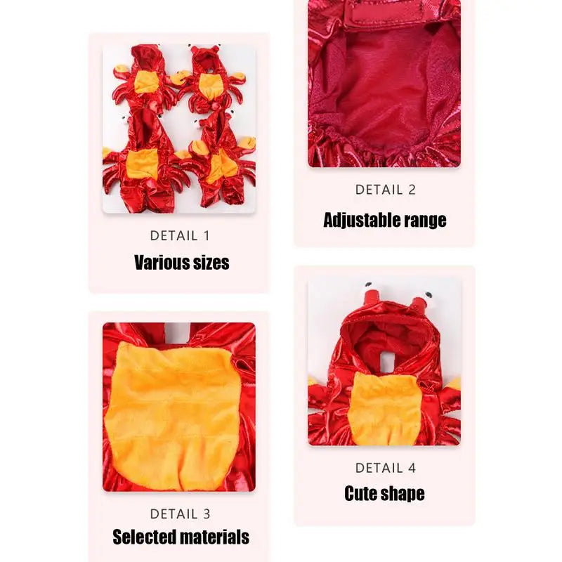 Crab Costume For Dog Dog Cat Halloween Crab Costume Pet Clothes Warm Outfits Clothes Puppy Red Hoodie For Halloween Party