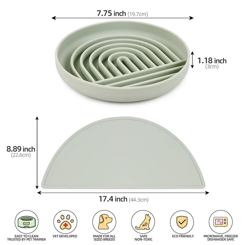 Pet Slow Food Bowl Cat Anti-Knockover Anti-Slip Food Bowl Puppy Anti-choking Silicone Feeder Toy Dog Cat Food Plate Pet supplies
