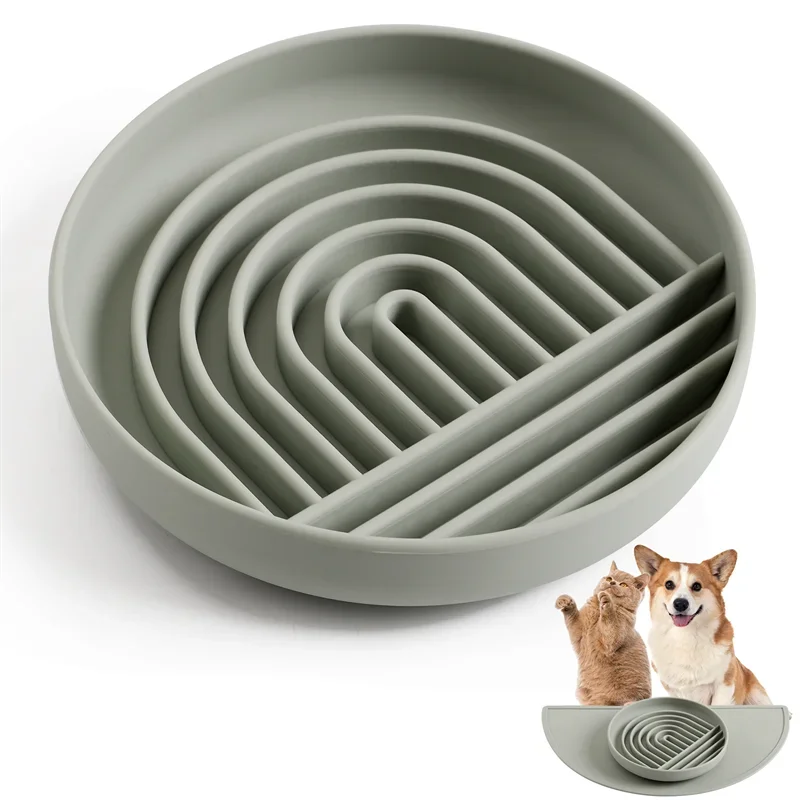 Pet Slow Food Bowl Cat Anti-Knockover Anti-Slip Food Bowl Puppy Anti-choking Silicone Feeder Toy Dog Cat Food Plate Pet supplies