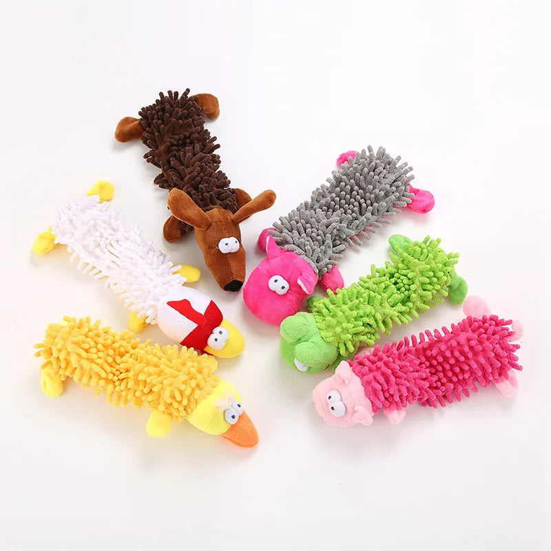 Pet Dog Plush Toy Fun Animal Shapes Striped Plush Clean Teeth Puppy Chew Toy Chihuahua Yorkshire Bichon Squeaky Toy Pet Supplies