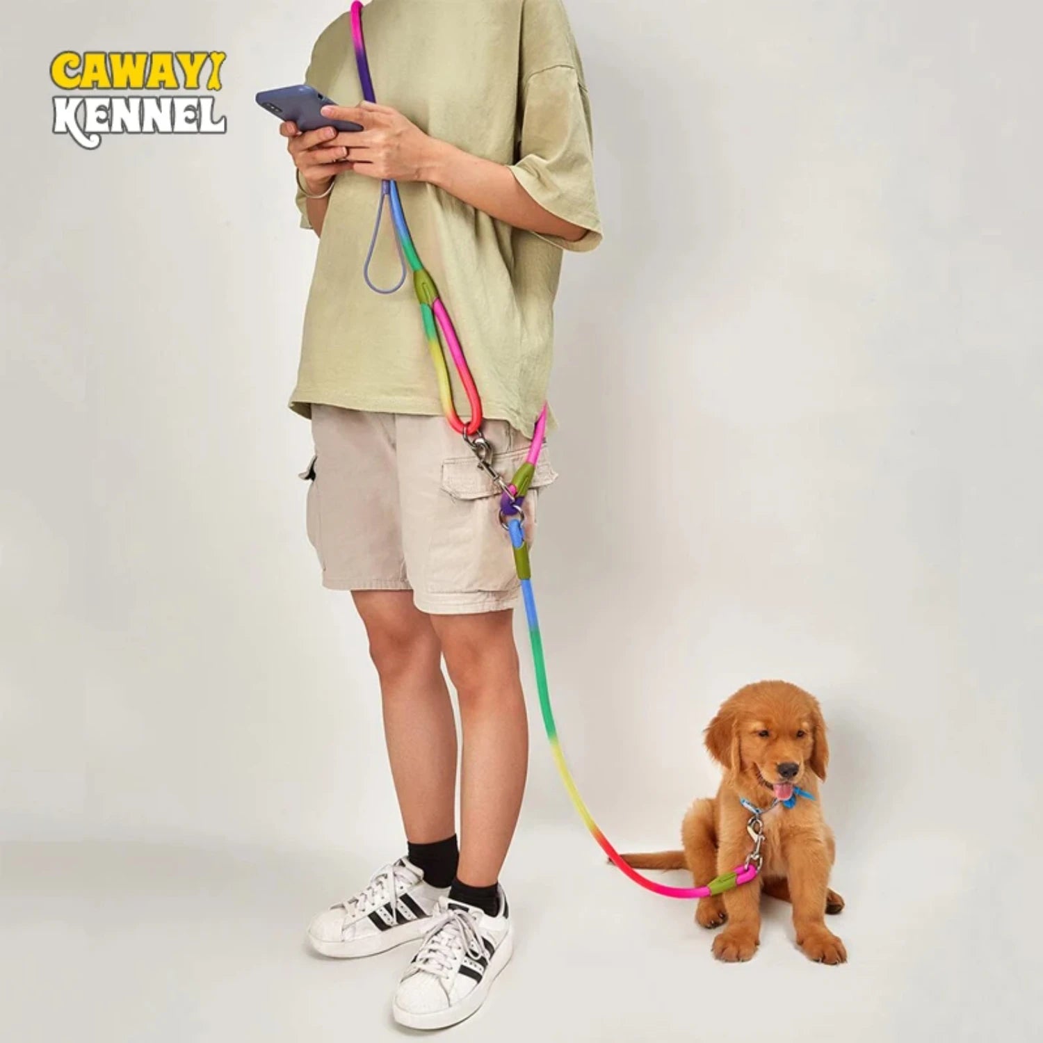 Reflective Nylon Leashes Pet Dogs Chain Traction Rope Leads Running Free Hands Rope Chain Small Large Dogs Studded dog collar