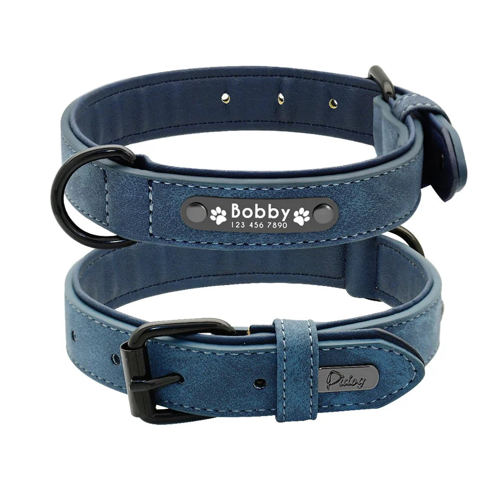 Personalized Dog Collar Leash Set Custom Leather Dog ID Collar Leash Lead For Small Medium Large Dogs Pitbull Bulldog Pugs