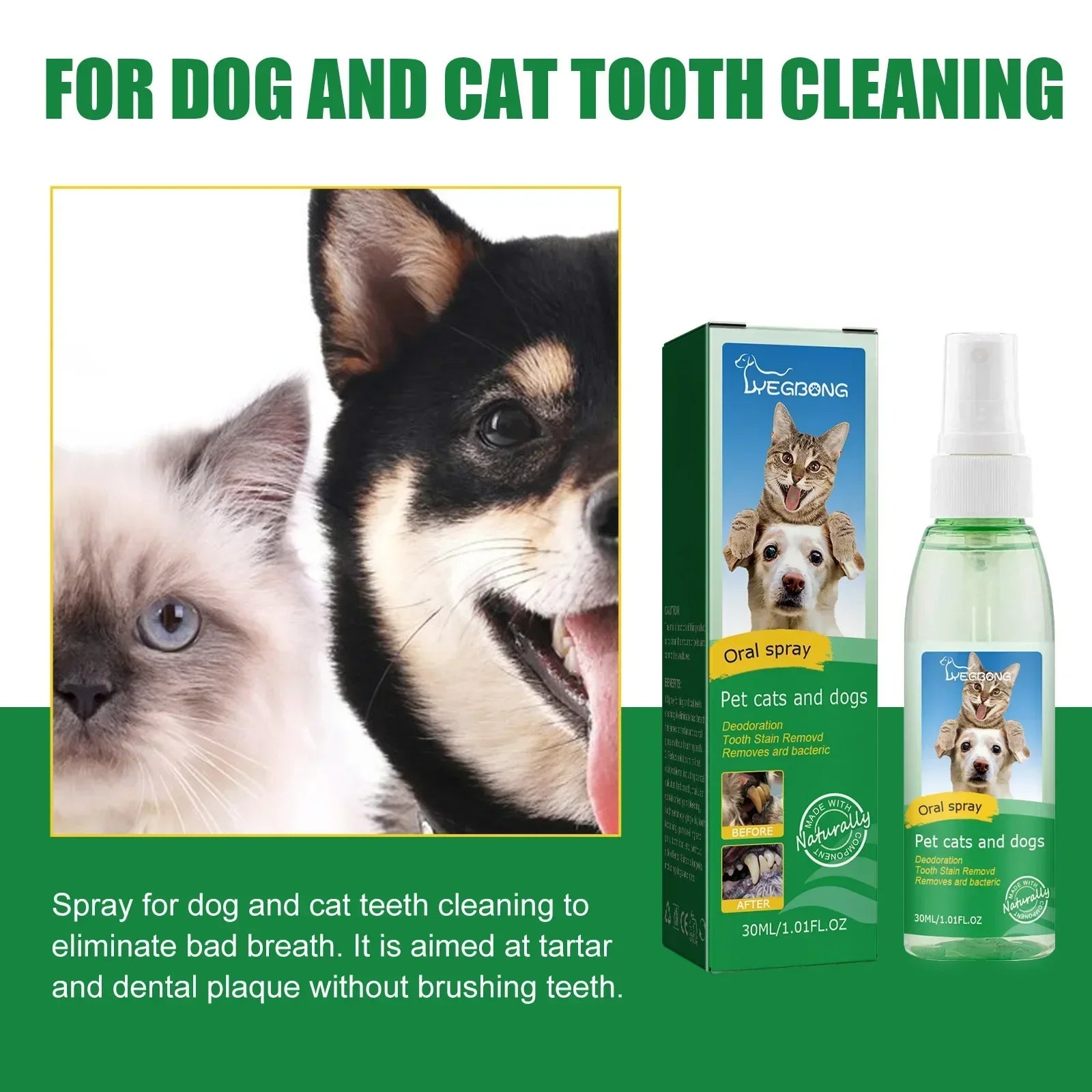 Pet Tooth Cleaner Spray for Dogs and Cats To Remove Bad Breath Mouth Cleaner Breath Fresher Spray