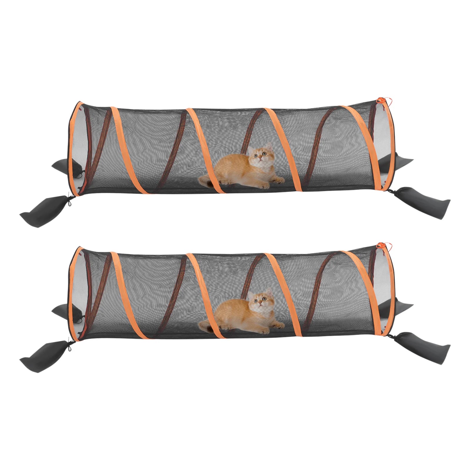 2pcs Foldable Cat Play Tunnel Cat Play House Pet Mesh Channel For Cats Small Dogs Hole Drilling Game