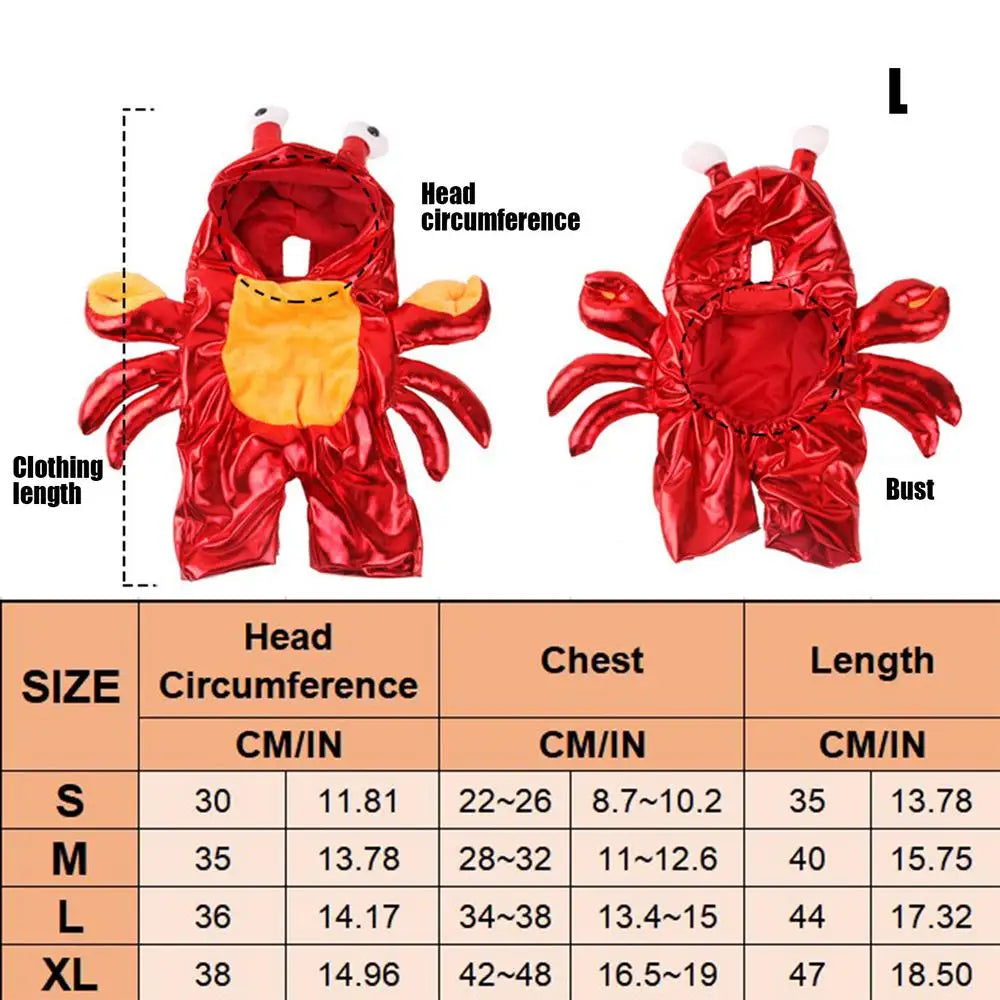 Crab Costume For Dog Dog Cat Halloween Crab Costume Pet Clothes Warm Outfits Clothes Puppy Red Hoodie For Halloween Party