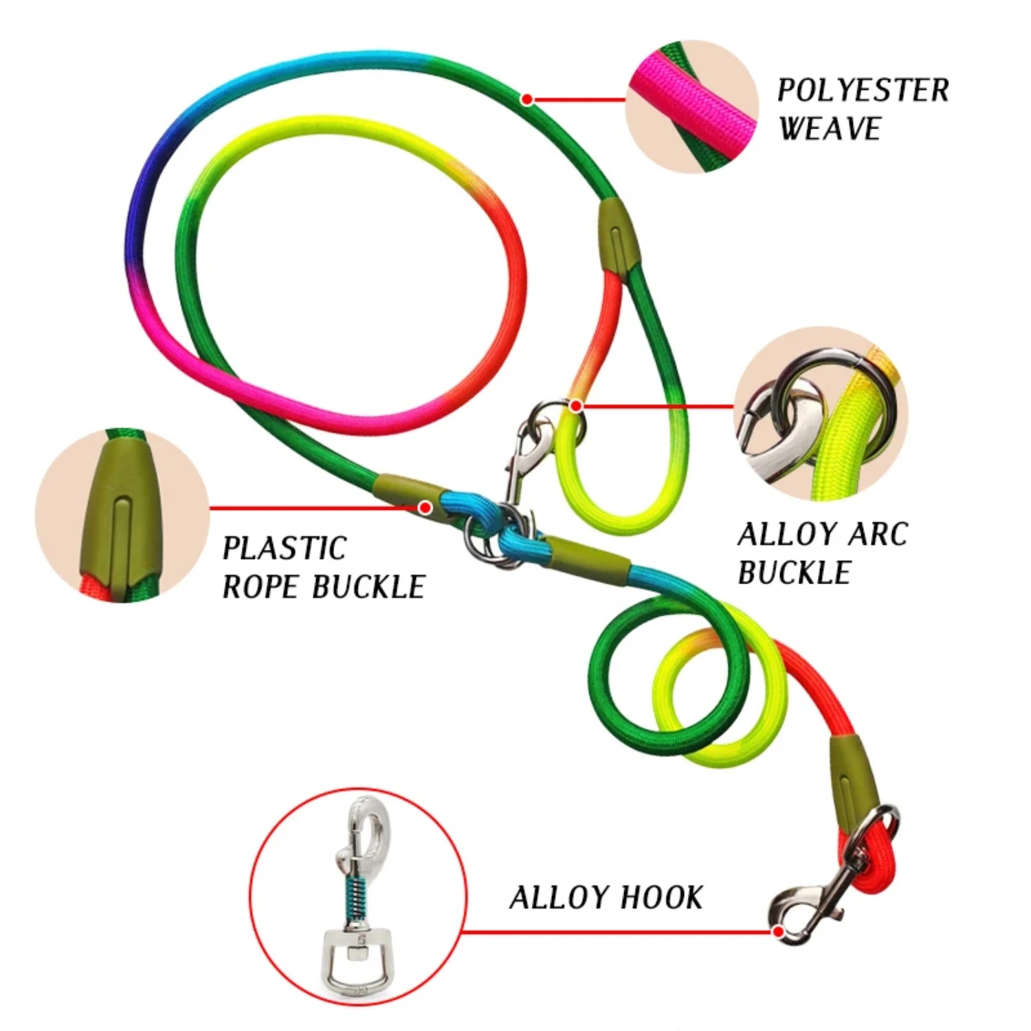 Reflective Nylon Leashes Pet Dogs Chain Traction Rope Leads Running Free Hands Rope Chain Small Large Dogs Studded dog collar