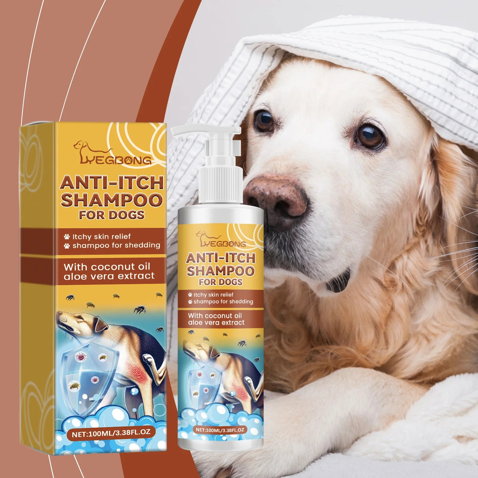 Yegbong 100ml Dog Relieve Itchy Shampoo Nourishing Hair Hydrating Cleansing Skin Smooth Fur Deodorant Soothe Pet Wash Shampoo