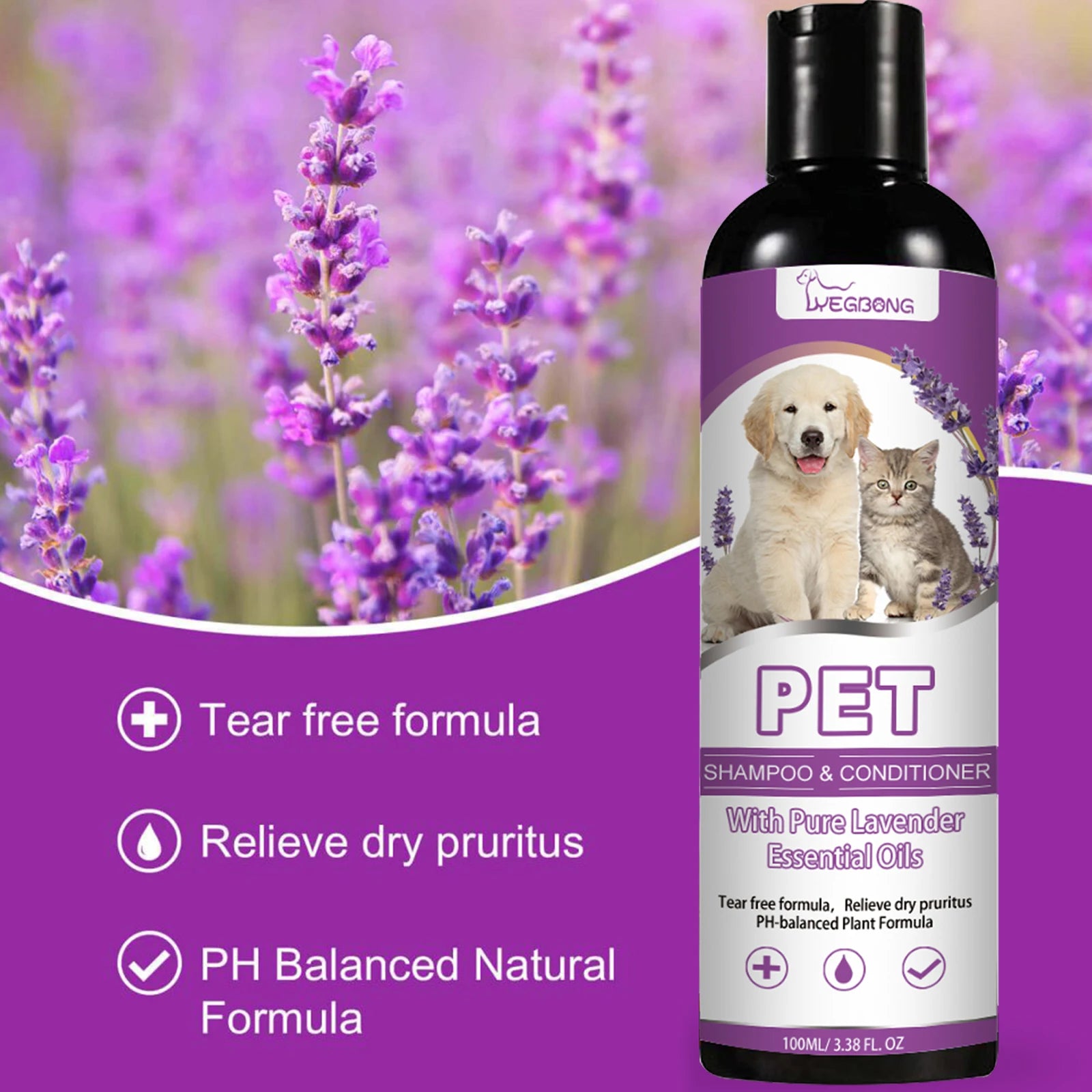 Yegbong 100ml Pet Shampoo For Dogs Cats Fur Softening Soothe Skin Itching Moisture Puppy Fur Wash Lasting Fragrance Pet Shampoo
