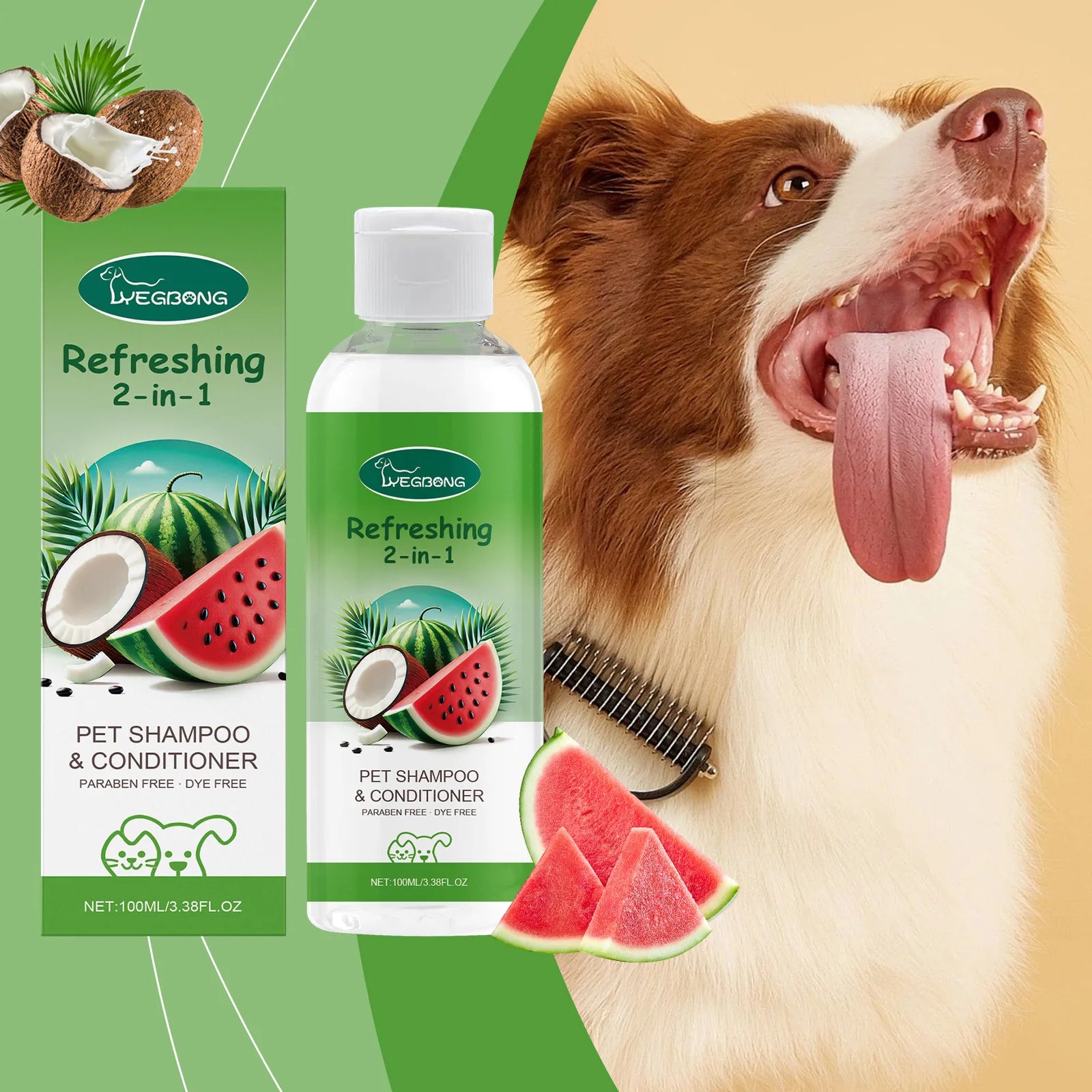 Yegbong 100ml 2 In 1 Pet Shampoo Conditioner Moisturize Cat Dog Odor Eliminating Bath Pet Body Itch Skin Relief Smooth Hair Soft