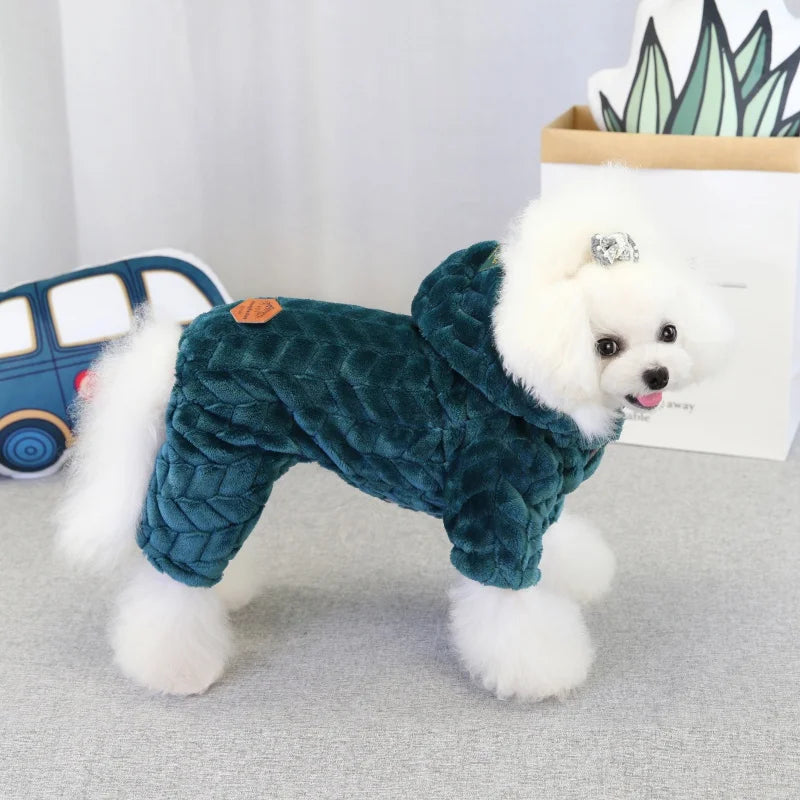 Winter Warm Pet Dog Clothes Corduroy Fleece Four Legs Jumpsuit Thicken Coat Jacket Pet Clothing For Teddy Dogs Costume