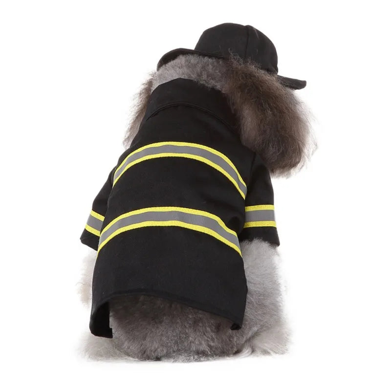Funny Dog Clothes Fireman Pet Costume With Hat Flying Wizard Dog Costume For Halloween Day Pet Cosplay Dressing Up Costumes