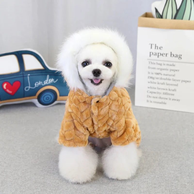 Winter Warm Pet Dog Clothes Corduroy Fleece Four Legs Jumpsuit Thicken Coat Jacket Pet Clothing For Teddy Dogs Costume