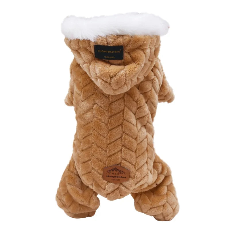 Winter Warm Pet Dog Clothes Corduroy Fleece Four Legs Jumpsuit Thicken Coat Jacket Pet Clothing For Teddy Dogs Costume