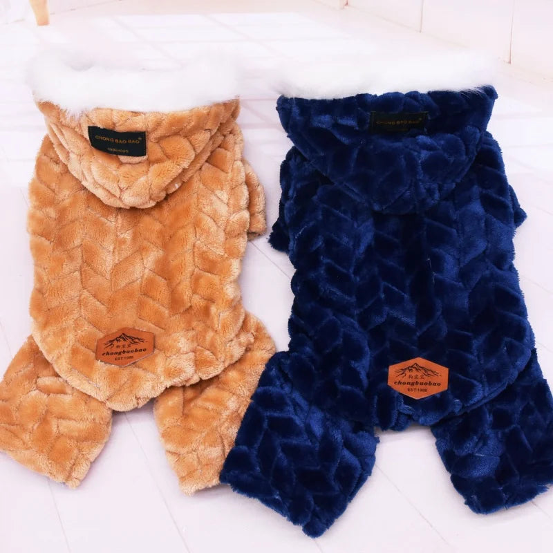 Winter Warm Pet Dog Clothes Corduroy Fleece Four Legs Jumpsuit Thicken Coat Jacket Pet Clothing For Teddy Dogs Costume