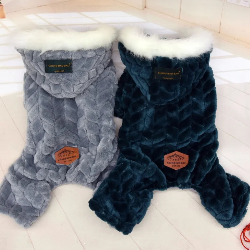 Winter Warm Pet Dog Clothes Corduroy Fleece Four Legs Jumpsuit Thicken Coat Jacket Pet Clothing For Teddy Dogs Costume