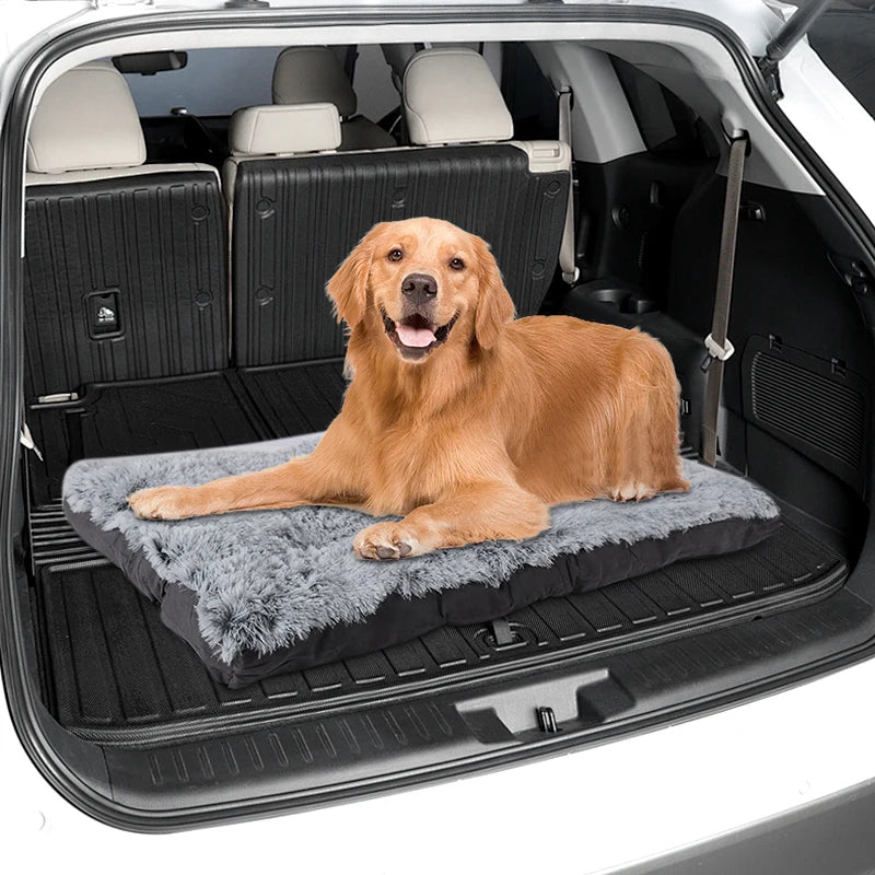 Washable Dog Bed Deluxe Plush Dog Crate Beds Comfortable Kennel Pet Bed, Anti-Slip Pet Sleeping Mat for Medium, Small Dogs, Gray