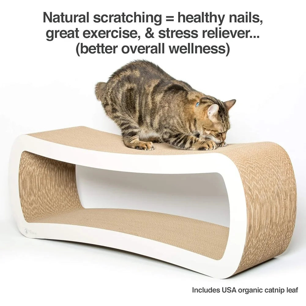 Jumbo Cat Scratcher Lounge with Organic Catnip Dual Level Design Cardboard Multi Surface Scratching Post Indoor Cats