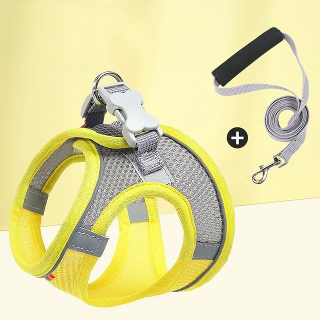 Breathable Cat Harness Vest Adjustable Kitten Chest Strap Reflective Puppy Pet Harness and Leash Belt Set for Small Dog Stuff