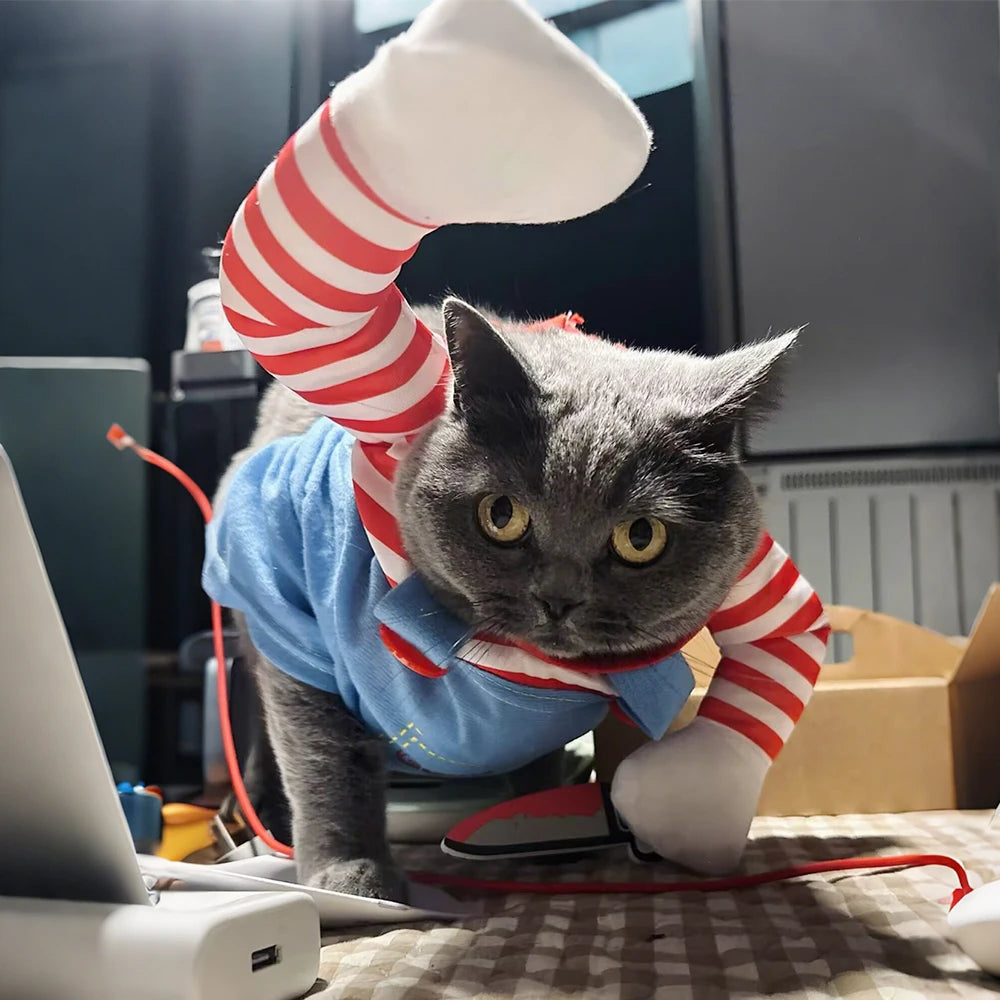 Halloween Pet Cat Costume Funny Cats Clothes Adjustable Puppy Kitten Cosplay Apparel for Small Big Dogs Party Dress Up Jumpsuit