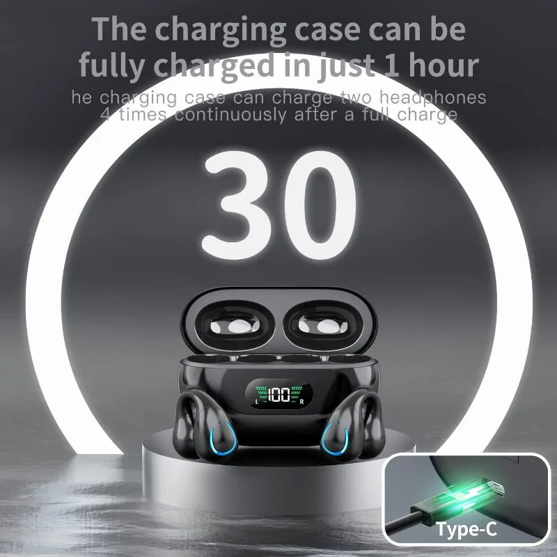 Wireless Open Ear Sport Headphones,Clip On Wireless BT Earbuds for Android iPhone,Air Conduction Headphones for Cycling,Running