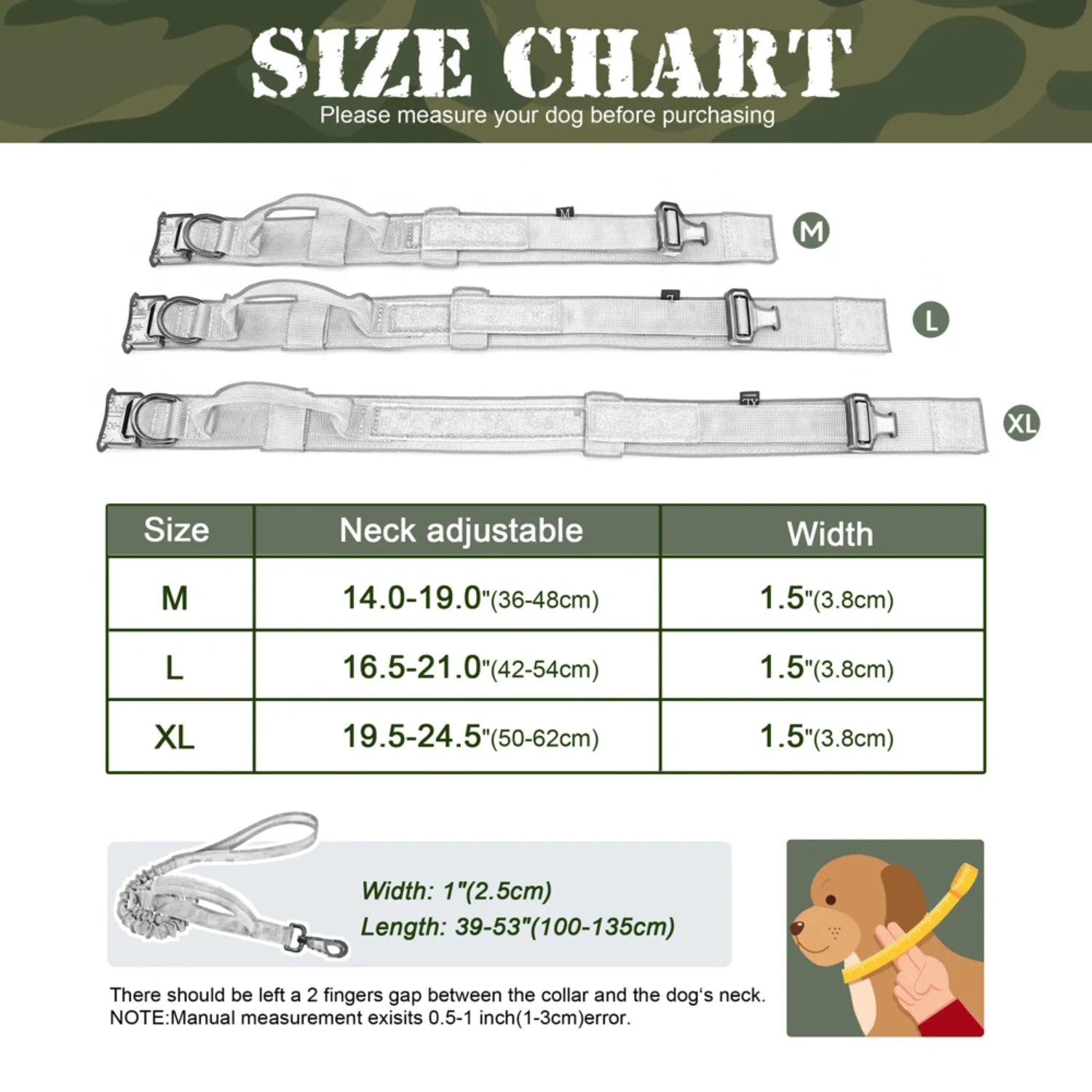 High-Quality Durable Military Tactical Collar and Bungee Leash Set for Medium and Large Dogs - Crafted with Top-Quality Rugged N