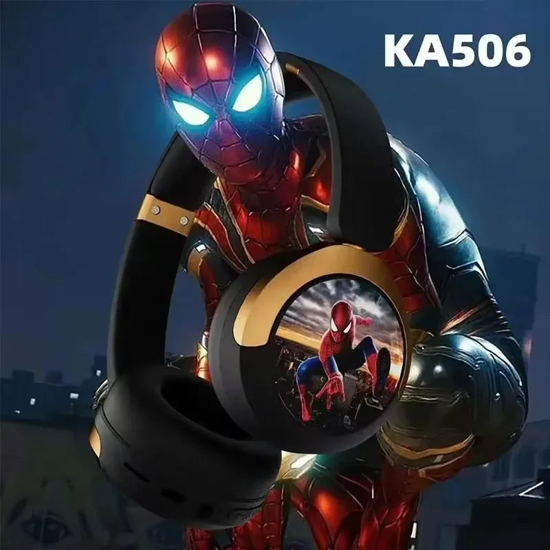 Disney Earphones Bluetooth Foldable Wireless Headsets Spider Man HIFI Stereo Sound Headphone for Marvel Kids Anime Cartoon KA506