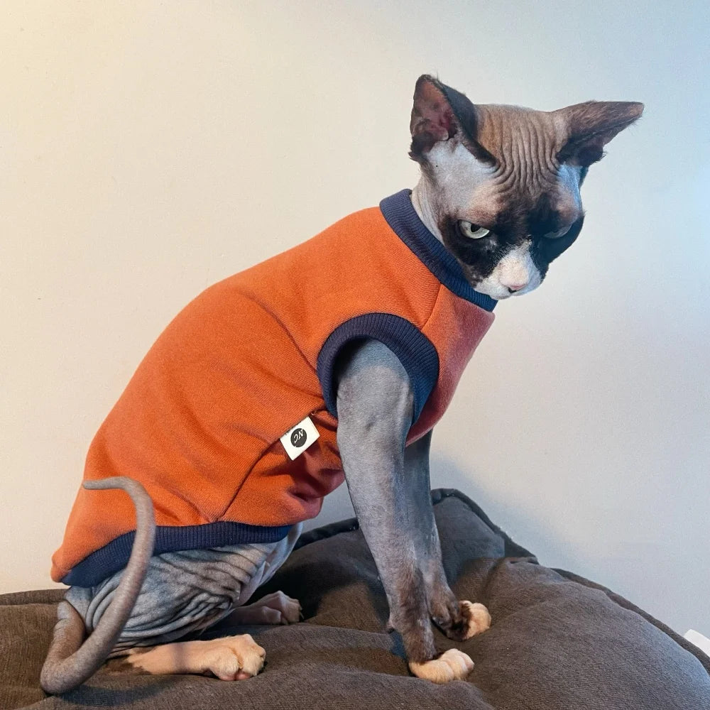 Cat Clothes Cotton Cartoon T-Shirt Long Sleeves Fashion Coat for Sphynx Cat Soft Animal Print Pajamas for Kittens in Spring