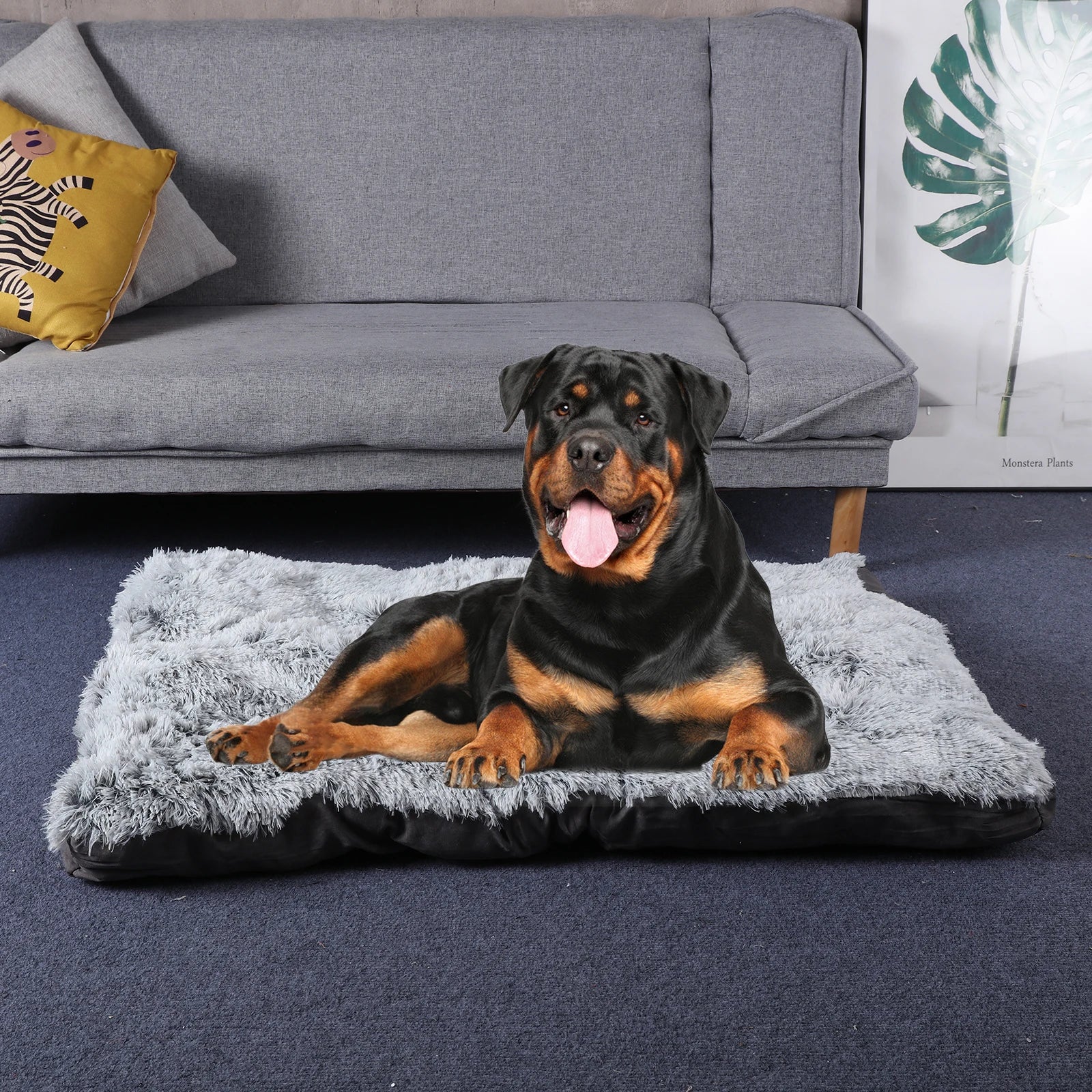 Washable Dog Bed Deluxe Plush Dog Crate Beds Comfortable Kennel Pet Bed, Anti-Slip Pet Sleeping Mat for Medium, Small Dogs, Gray