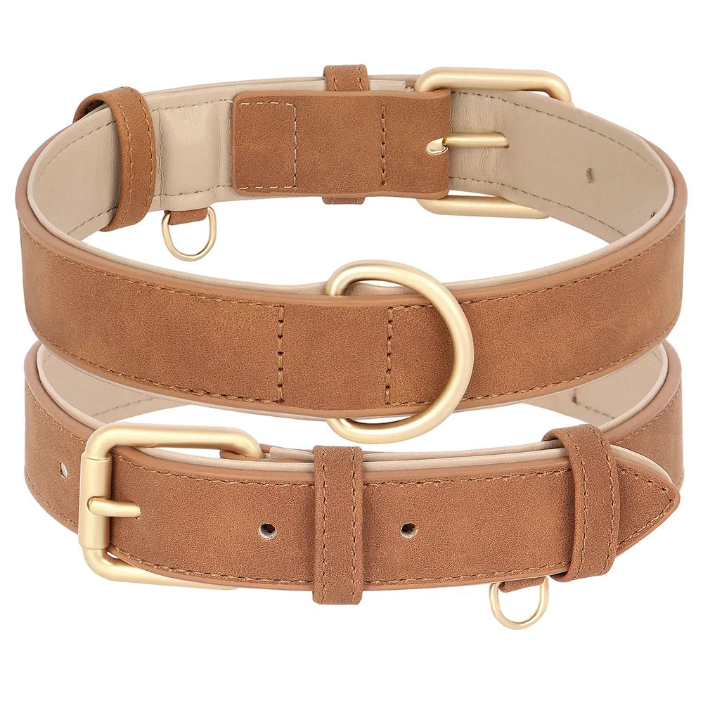 Soft Padded Dog Collar Leash Set PU Leather Pet Dog Collars Necklace With Walking Lead Rope Adjustable For Small Medium Dogs Pug