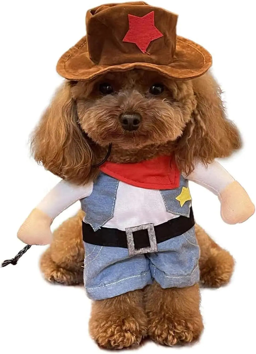 ATUBAN Cowboy Dog Costume,Funny Pet Cat Halloween Costumes Cool West Cowboy Uniform with Hat,Cosplay Puppy Clothing Party Outfit