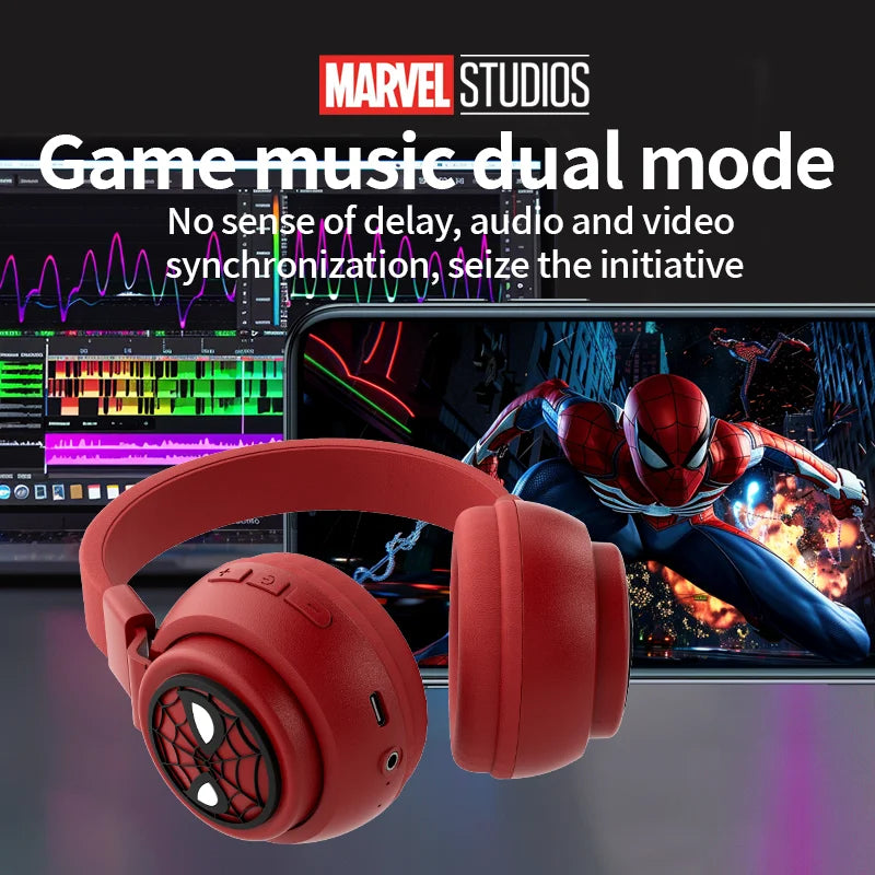 Disney Headphones Foldable HIFI Sound Bluetooth Headsets Spider-Man Series Wireless Earphones Bluetooth for Kids Anime Cartoon