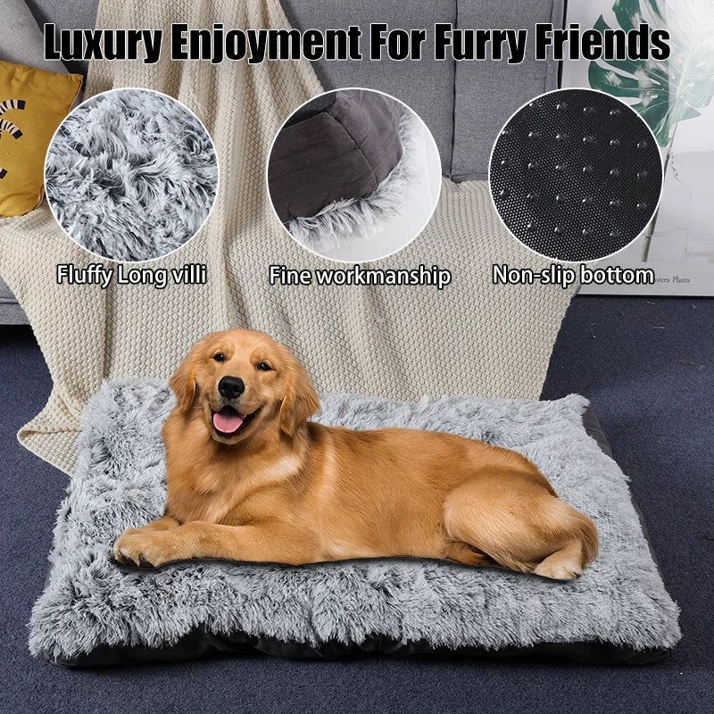 Washable Dog Bed Deluxe Plush Dog Crate Beds Comfortable Kennel Pet Bed, Anti-Slip Pet Sleeping Mat for Medium, Small Dogs, Gray