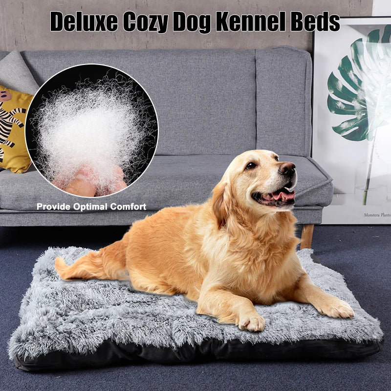 Washable Dog Bed Deluxe Plush Dog Crate Beds Comfortable Kennel Pet Bed, Anti-Slip Pet Sleeping Mat for Medium, Small Dogs, Gray