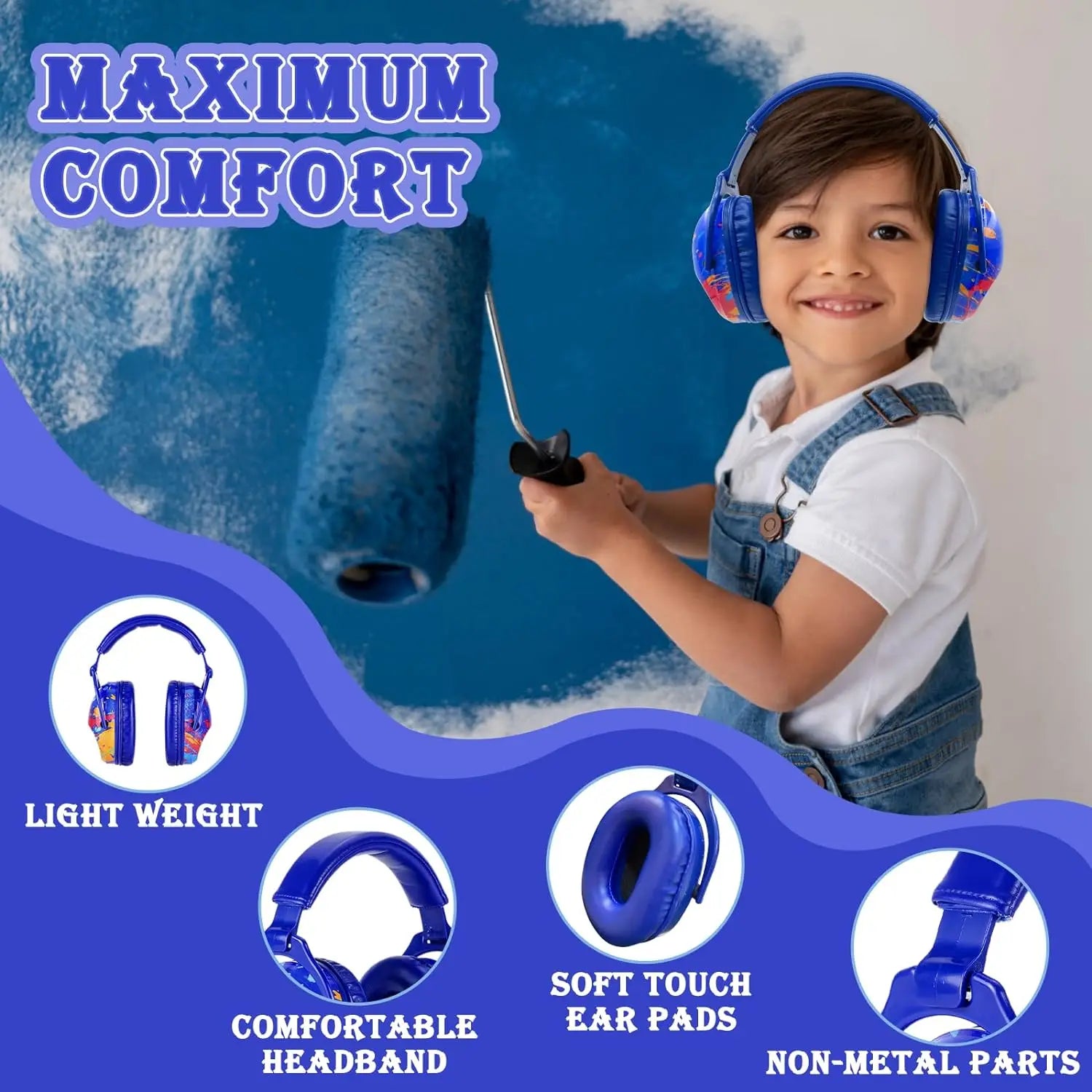 ZOHAN Kids Ear Protection Earmuffs Safety Hearing Ear Defender Noise Reduction Soundproof Headphones Children Protective NRR25dB