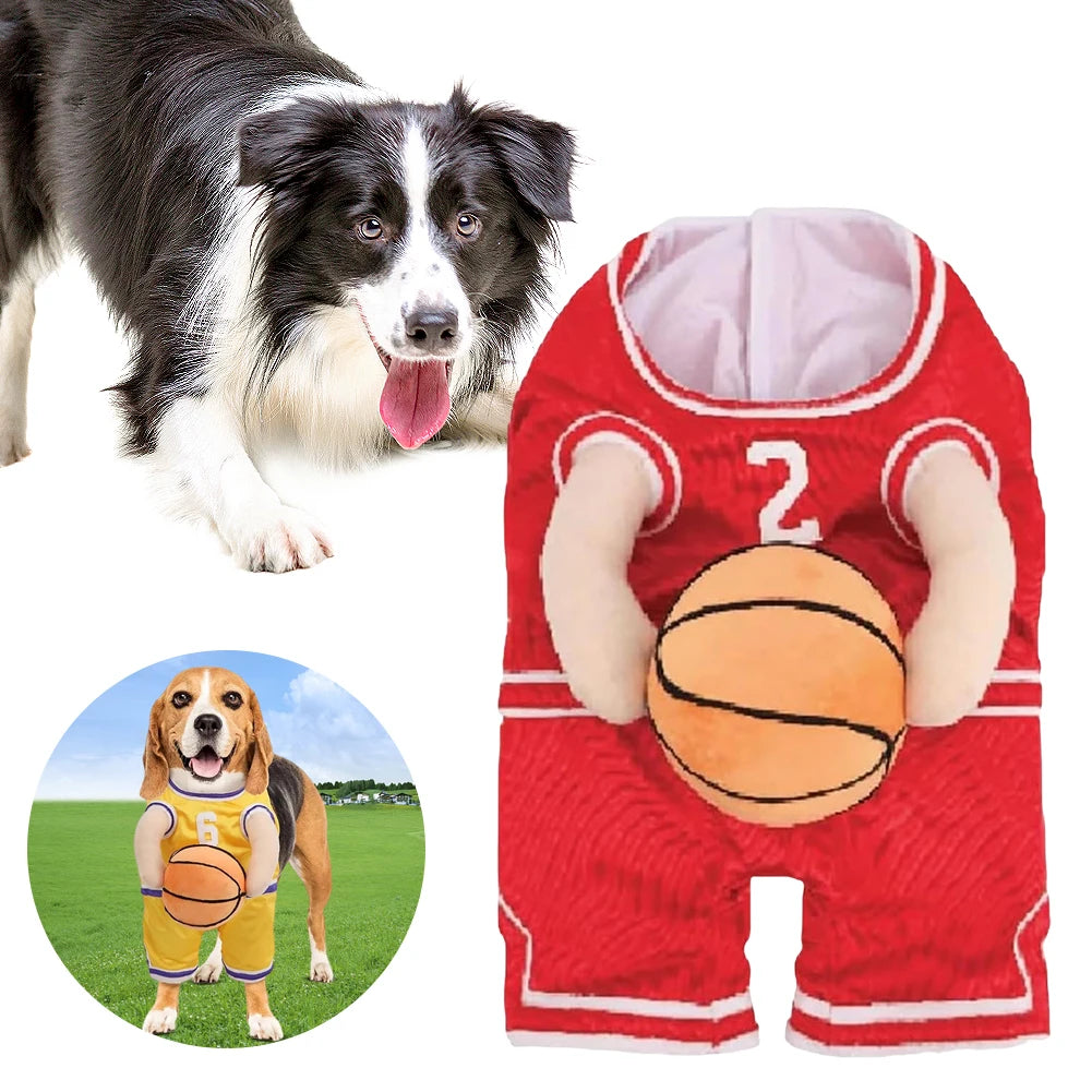 Dog Basketball Player Costume with Ball Dog Basketball Costume Funny Dress Up Sports Outfit for Halloween