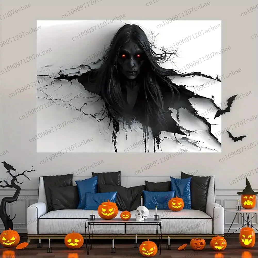 Halloween Zombie Horror 3D Printing Halloween Tapestry Backdrop Party Home Wall Decoration Perfect For Haunted House Themes