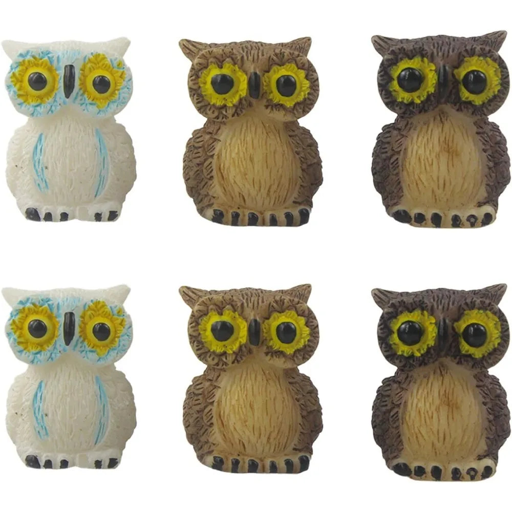 Cute Car Accessories - 6 Pcs Resin Mini Owls for Car Decor, Dashboard Decorations
