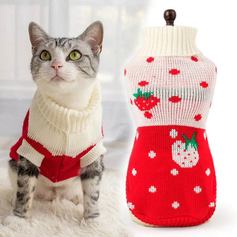Warm Pet Clothes for Cats Small Dog Sweater Hoodies Coat Winter Pet Knitted Clothing for Dogs Chihuahua Cartoon Costume Apparels