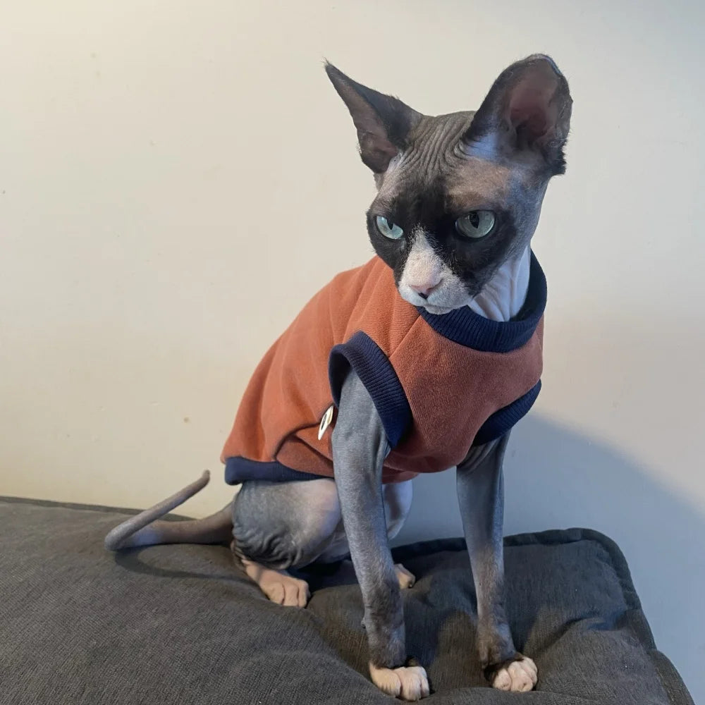 Cat Clothes Cotton Cartoon T-Shirt Long Sleeves Fashion Coat for Sphynx Cat Soft Animal Print Pajamas for Kittens in Spring
